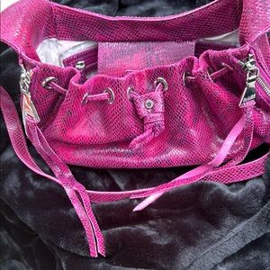 Pink leather Aimee Kestenberg crossbody purse.